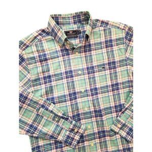 Vineyard Vines 'Classic Fit Tucker' shirt men medium plaid LS Poly button up